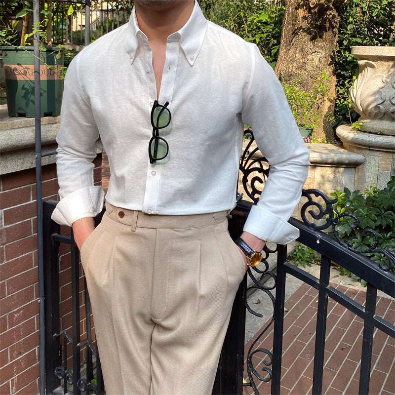 old money formal dresses men Elegant Linen Shirt