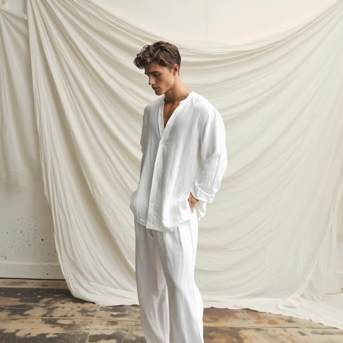 Set Lino Coordinato Camicia e Pantalone Uomo - Old Money®