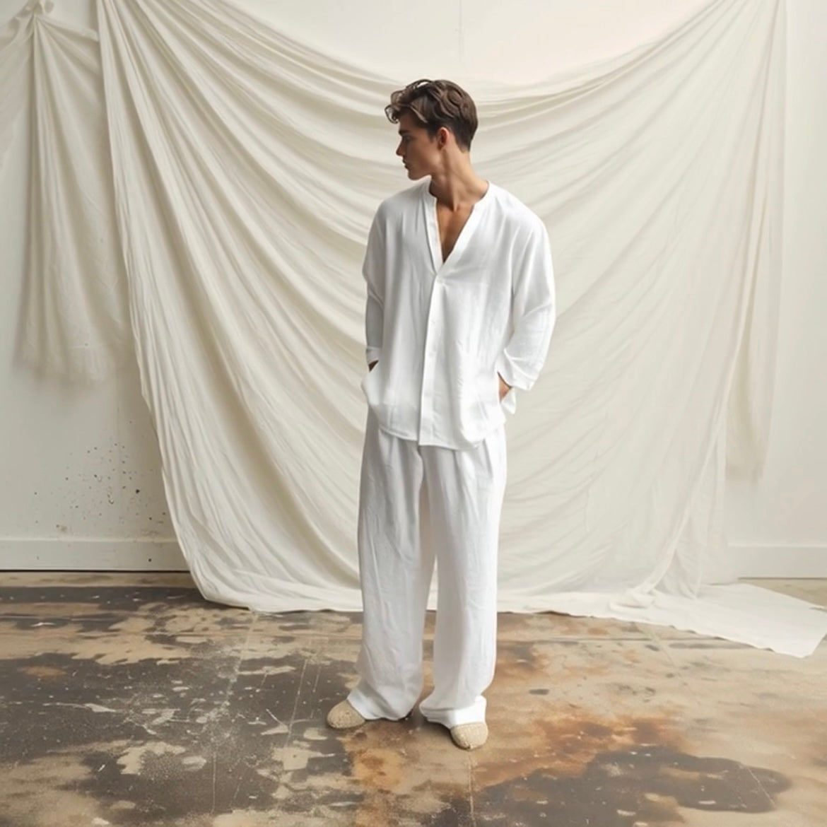 Set Lino Coordinato Camicia e Pantalone Uomo - Old Money®