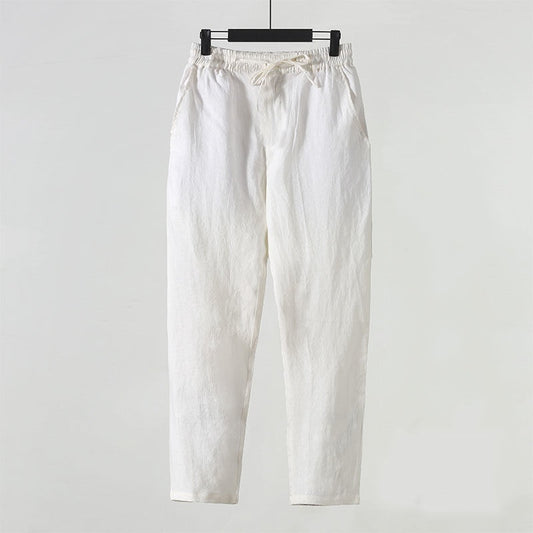 Ankle-length linen trousers