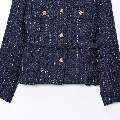 Giacca in Tweed Blu Navy Donna - Old Money®