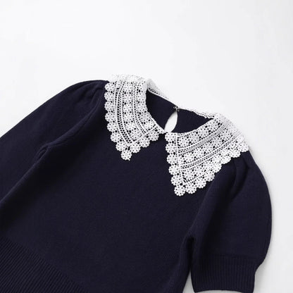 Maglione Donna con Colletto Pizzo - Old Money®