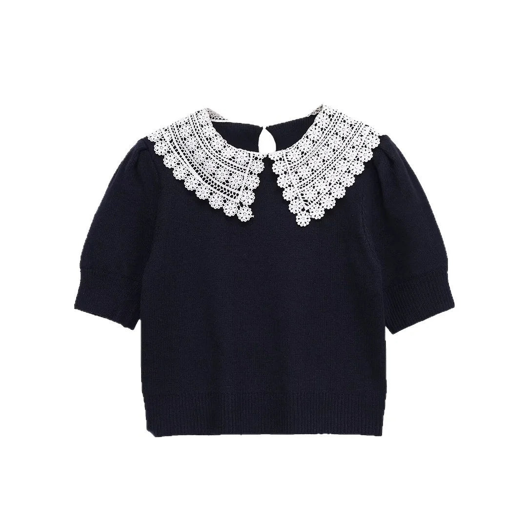 Maglione Donna con Colletto Pizzo - Old Money®