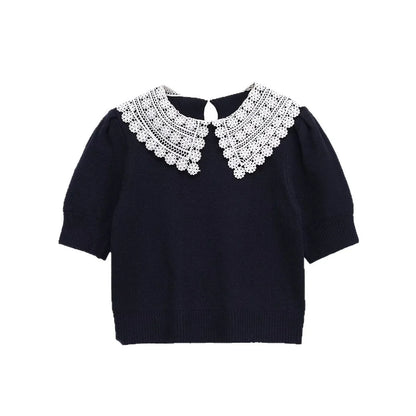 Maglione Donna con Colletto Pizzo - Old Money®