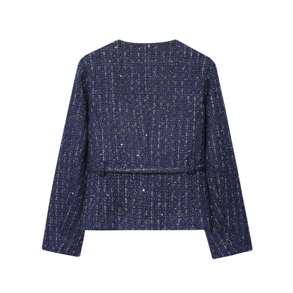 Giacca in Tweed Blu Navy Donna - Old Money®