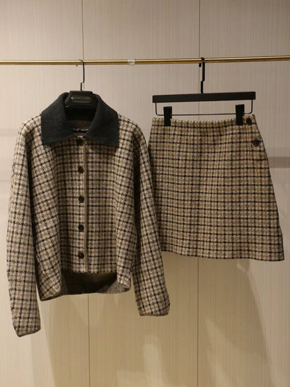 Completo Giacca e Gonna a Quadri Donna - Old Money®