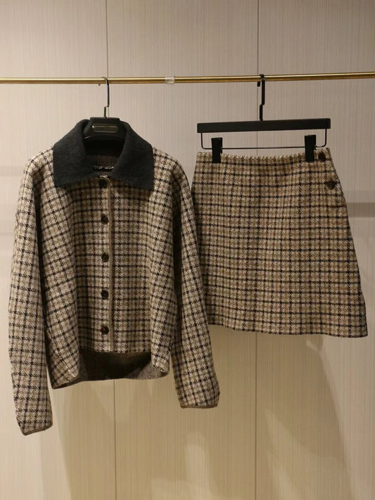 Completo Giacca e Gonna a Quadri Donna - Old Money®