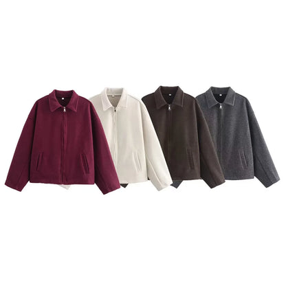 Giacca Effetto Lana Donna con Zip - Old Money®