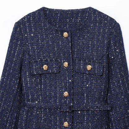 Giacca in Tweed Blu Navy Donna - Old Money®