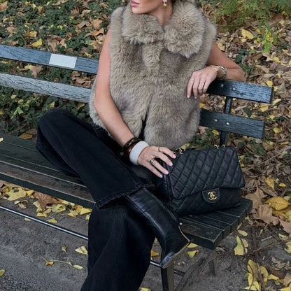 Gilet Smanicato Pelliccia Donna - Old Money®