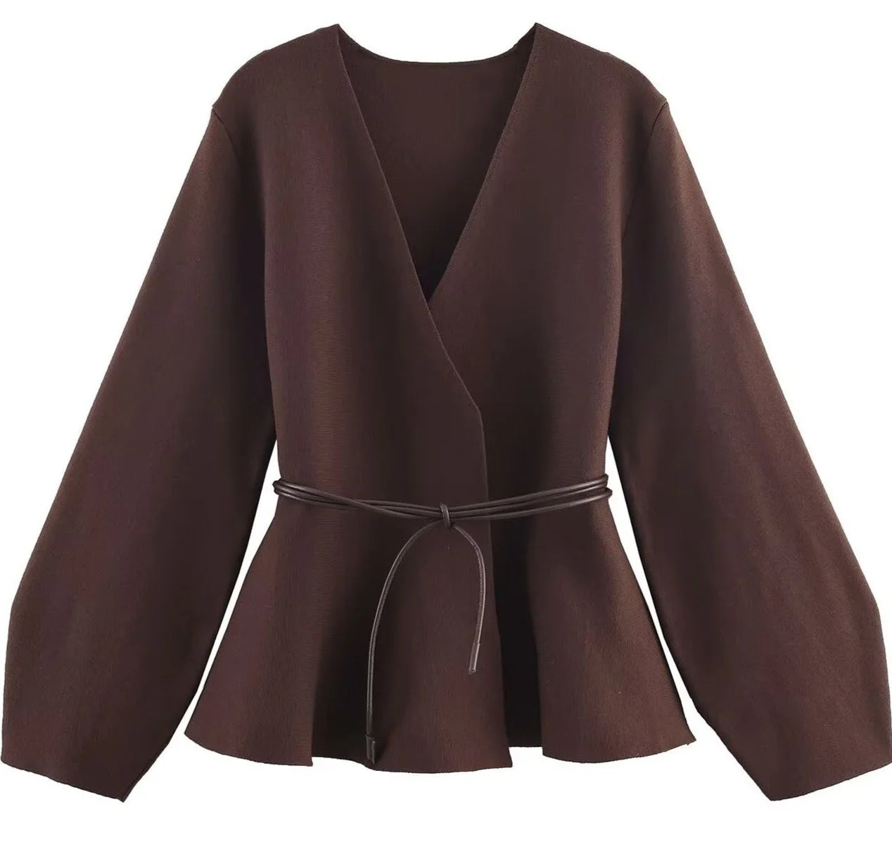 Giacca Kimono Donna con Cintura Marrone - Old Money®