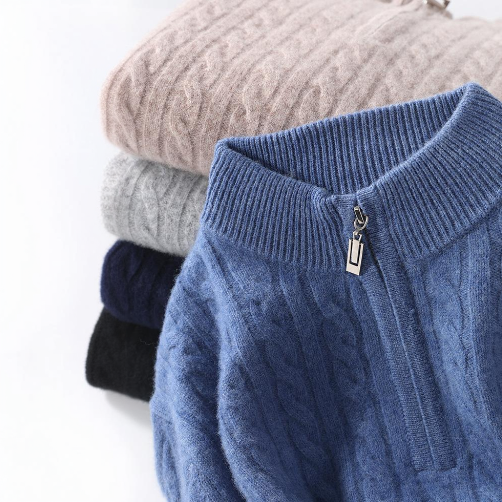 Maglione in Lana Merino Zip - Old Money®