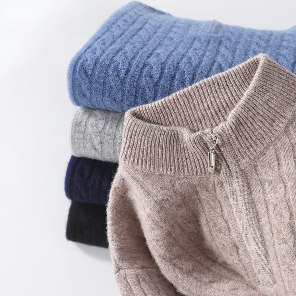 Maglione in Lana Merino Zip - Old Money®